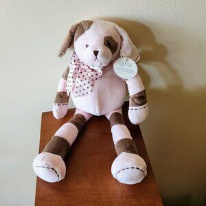 Little Stitches Pup by Bearington Wiggles Pink Brown Puppy Plush Dog Toy